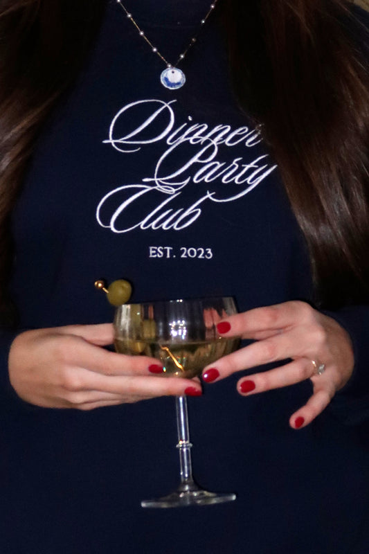 Dinner Party Club Embroidered Unisex Sweatshirt - Navy