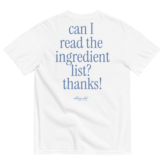 Ingredient List T-Shirt - KK&F ALLERGY CLUB